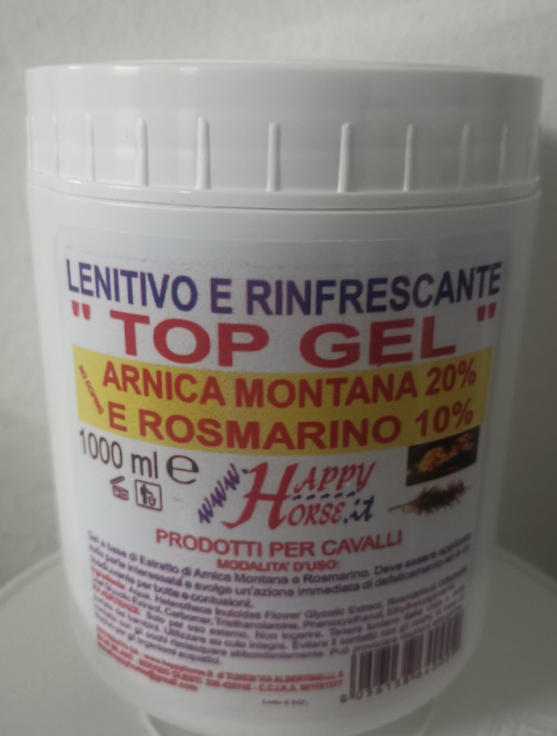 HAPPY TOP GEL ARNICA 20% + ROSMARINO 10% 1000 ml - HappyHorse - Prodotti  naturali per cavalli